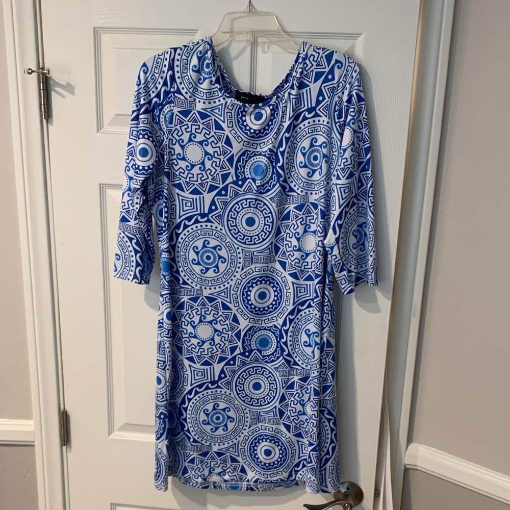 Blue and White Patterned Dress